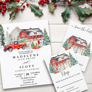 Save the Date Winter Barn Christmas Wedding