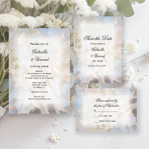 White Carnation Floral Wedding RSVP Response Card