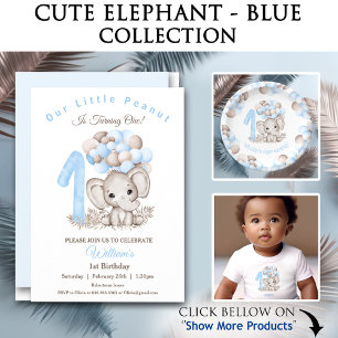 First Birthday Boy Cute Elephant Banner