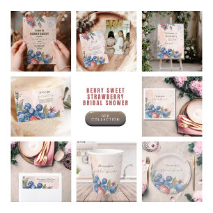 Chic Berry Sweet Strawberry Bridal Shower  Enclosure Card