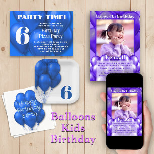 Purple Balloons Childs Birthday Age Template Paper Cups