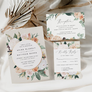 Boho Blooms Modern Floral Meal Choice RSVP Card