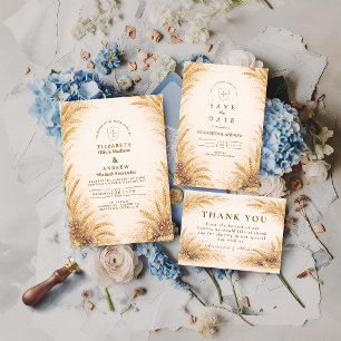 Vintage Wheat Field Rustic Wedding Invitation