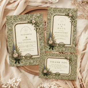 Elegant English Manor Wedding Invitation