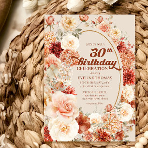 Bold groovy copper blush burgundy 30th birthday napkin
