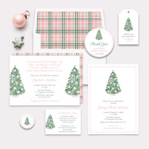 Elegant Christmas Baby Shower For Girl Bring Book  Enclosure Card