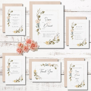 Dried Boho Floral Frame Wedding Invitation
