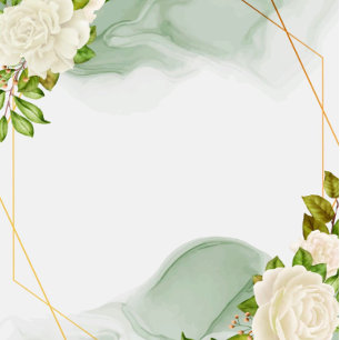 Elegant Green Watercolor White Florals Wedding Invitation