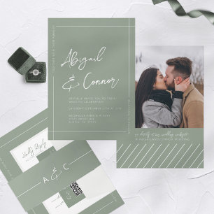 Simple Modern Sage Green Calligraphy Invitation