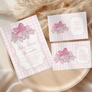 Pink Watercolor Bow Girl Baby Showe Books for Baby Enclosure Card