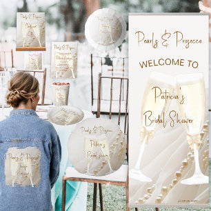 Unique Elegant Pearls & Prosecco Bridal Shower Invitation