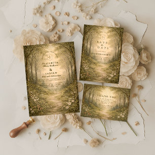 Romantic Forest Path Wedding Save The Date