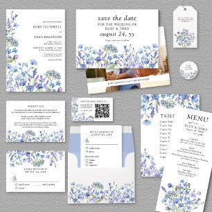 Periwinkle Wildflower Wedding Delicate Floral RSVP Card