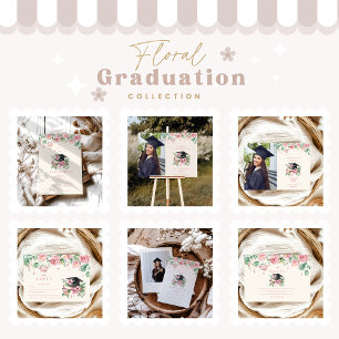 Pink Floral Graduation RSVP Card