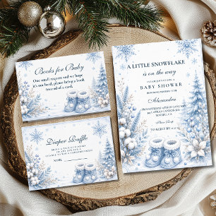 Blue Little Snowflake Books for Baby Enclosure Card