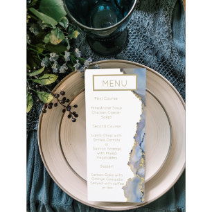 Elegant Glitter Dusty Blue Gold Invitation