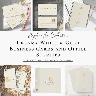 Elegant Creamy Gold Monogram Executive Spiral Notebook