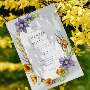 spring flowers rsvp attached wedding all in one in all in one invitation