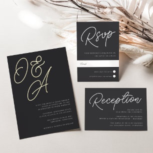 Black & White Oversized Script Wedding Reception Enclosure Card