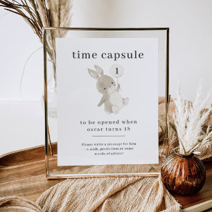 Bunny 1st  Birthday Photo Invitation White Balloon