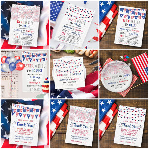 Red, White & Due! 4th Of July Baby Shower Book Enclosure Card