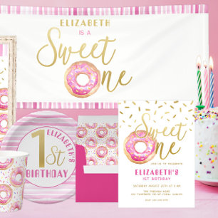 Sweet One Doughnut 1st Birthday Party Pink Invitat Invitation