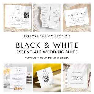 Budget Simple QR Code White Wedding Invite