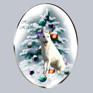 White German Shepherd Christmas Holiday Card