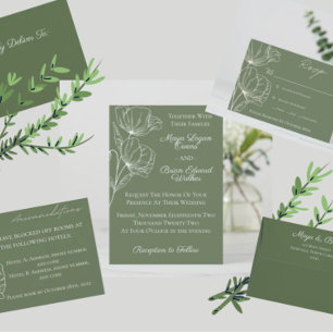 Olive Green Wedding Invitation