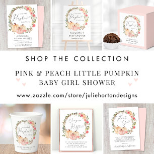 Pumpkin Pink Floral Watercolor Baby Girl Shower