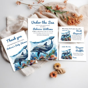 Nautical Blue Boy Under the Sea Baby Shower Thank You Card