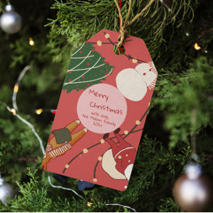 Whimsical Pink Reindeer and Winter Foliage Pattern Wrapping Paper