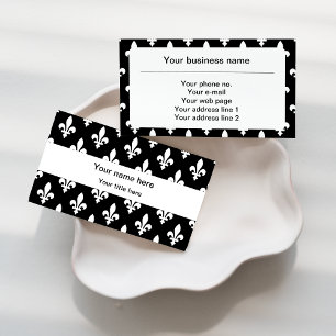 Fleur de Lis Pattern, French, Royal, White Business Card