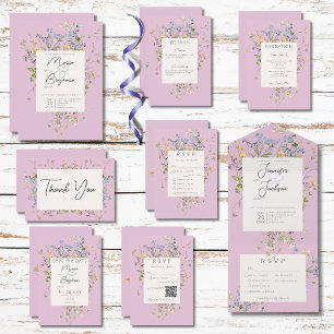 Delicate Boho Wildflowers Pink Wedding Save The Date