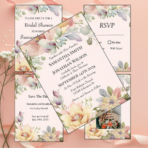 Elegant BOHO Wildflower Wedding Rehearsal Invitation