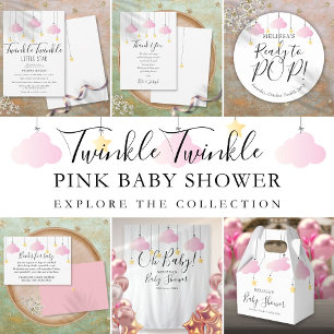 Oh Baby Twinkle Twinkle Pink Baby Shower Classic Round Sticker
