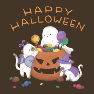 Halloween Illustration: Pumpkin Girl Postcard