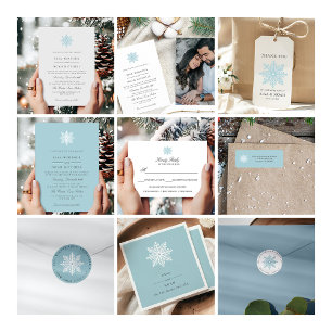 LIGHT BLUE SIMPLE SNOWFLAKE WINTER FAMILY ADDRESS