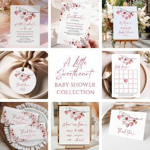 Hearts Little Sweetheart Girl Baby Shower Invitation