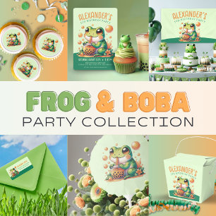 Green Frog Drinking Orange Boba  Napkin