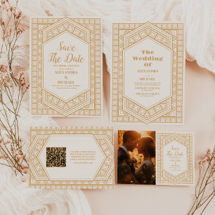 Photo Elegant Geometric Art Deco Wedding  Save The Date