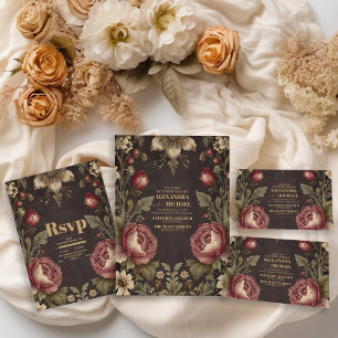 Goth Floral Victorian Wedding Invitation