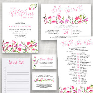 Baby Sprinkle Pretty Pink Wildflower Invitation