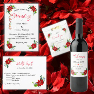 Poinsettia Bouquet, RSVP  Invitation Postcard