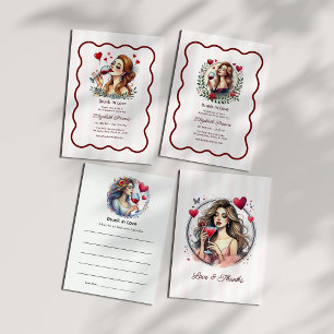 Drunk in Love Romantic Red Wine Bachelorette Party Invitation