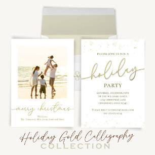 Gold Christmas Party Script Simple Invitation