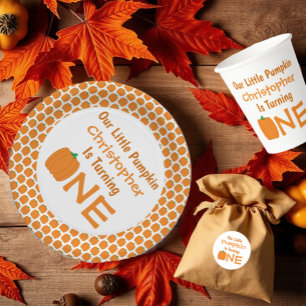 Little Pumpkin 1st Birthday Paper Plate