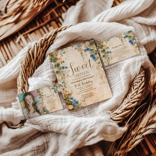 Vintage Pastel Wildflower Sweet Sixteen Banner