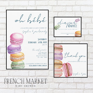 French Market - Macaroons - Shower Favour Sticker