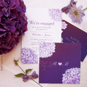 Purple Hydrangeas Monogram Wedding Invitation